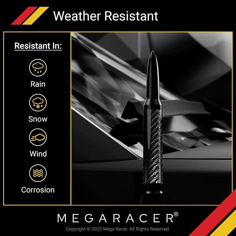 Mega Racer 50 Cal Bullet Antenna - Black Carbon Fiber 5.5 Inch AM/FM Compatible Universal Fit for Truck, Solid Aluminum with Anti-Theft Design and Car Wash Safe - Image 5